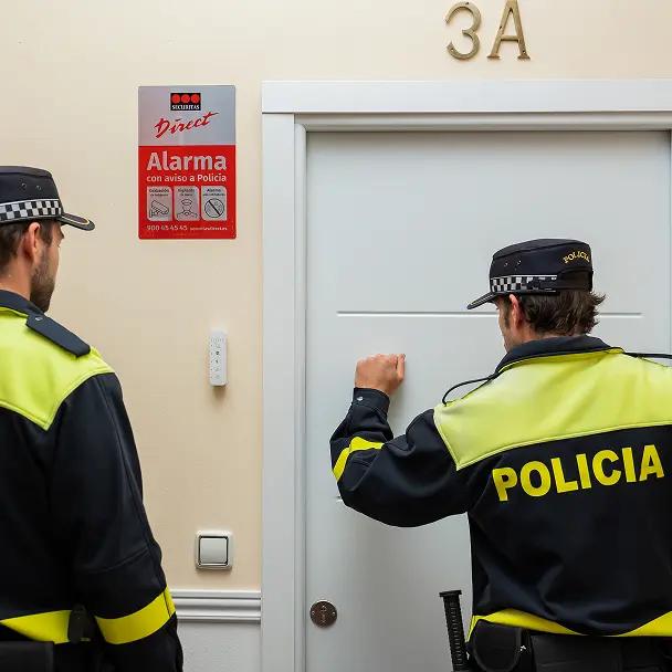 Dos policias llamando a una puerta